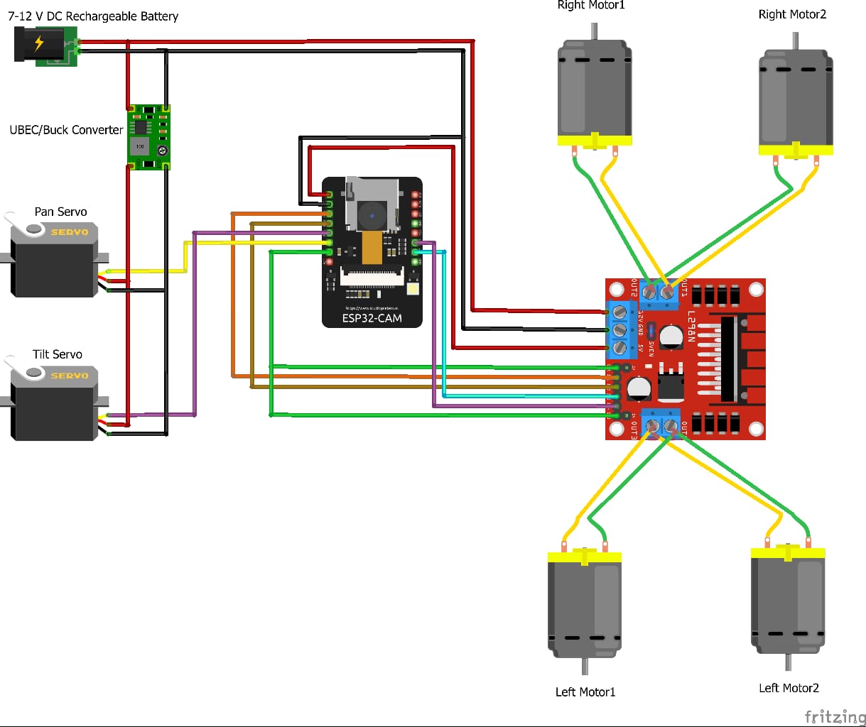 Detailed ESP32-CAM Substation Car Isolated Wiring Schematic